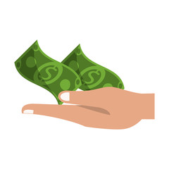 Hand with cash cartoon isolated