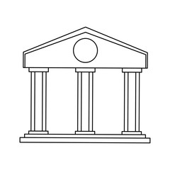 Bank building symbol isolated in black and white