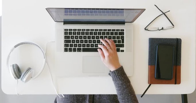 overhead modern desk