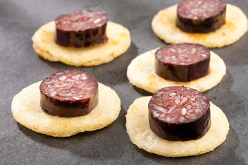 Blood sausage morcilla - Arepa ground base of ground dry corn.