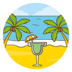 vacations beach palm sea cocktail