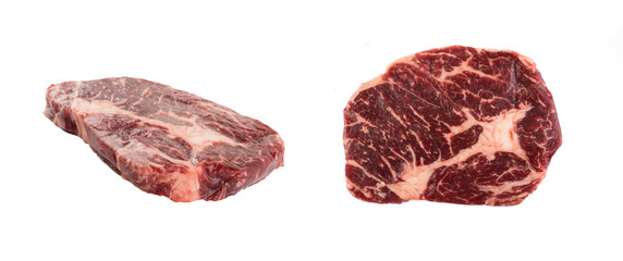 Fresh raw beef steak isolated with clipping path