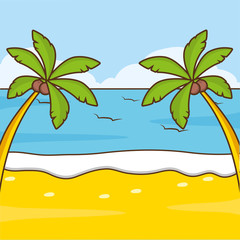 Fototapeta na wymiar beach palms vacations image