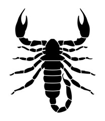 Silhouette noire de scorpion sur fond blanc