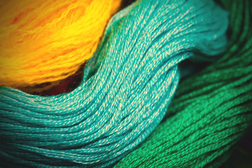 varicolored threads floss