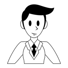 Executive businessman character cartoon in black and white