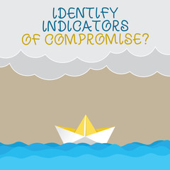 Handwriting text writing Identify Indicators Of Compromise. Concept meaning Detect malware online attacks hacking Wave Heavy Clouds and Paper Boat Seascape Scene photo Blank Copy Space