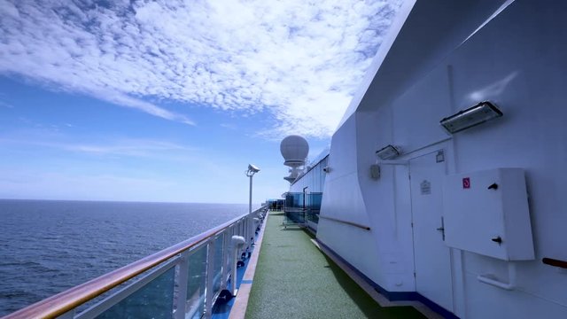 Cruise on the sea in Alaska, USA, good weather on the sea, blue sky and white clouds, fresh air