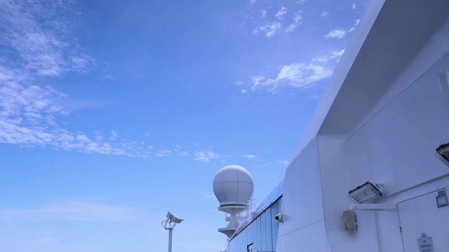 Cruise on the sea in Alaska, USA, good weather on the sea, blue sky and white clouds, fresh air