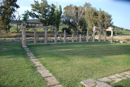 The ancient temple of goddess Artemis in the Vravrona region, Attica, Greece, June 2018.
