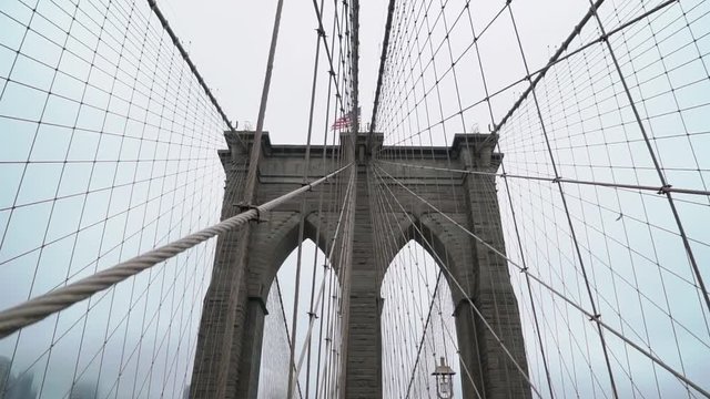 Brooklyn bridge at rainy weather