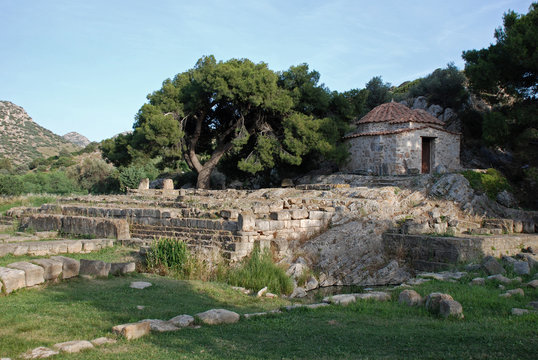 The ancient temple of goddess Artemis in the Vravrona region, Attica, Greece, June 2018.