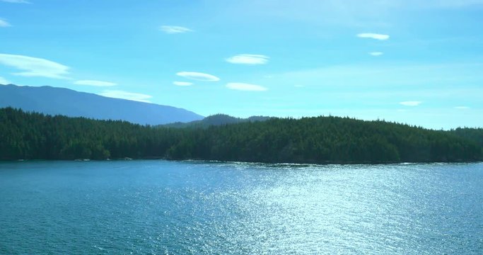 Cruise to Vancouver, in the Alaska Sea, USA, beautiful bay scenery in the afternoon sun