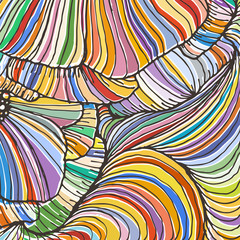 Vector doodle outline abstract ornamental flowers stripe background