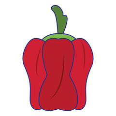 Pepper vegetable healthy food cartoon blue lines
