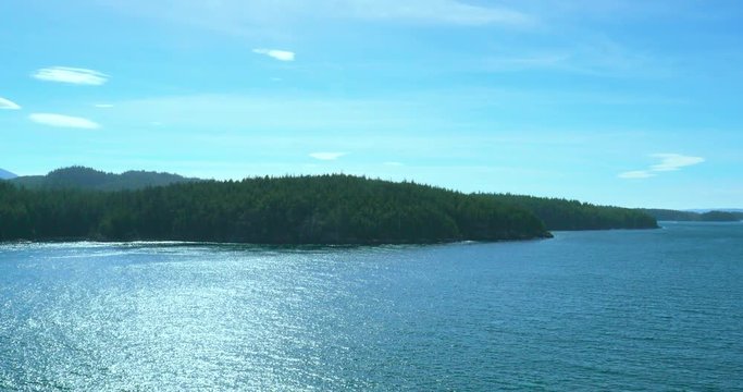 Cruise to Vancouver, in the Alaska Sea, USA, beautiful bay scenery in the afternoon sun
