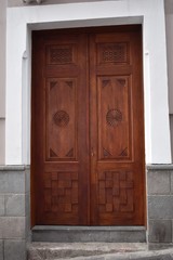 Old Carved brown wooden door