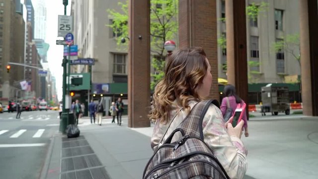 Young woman walking at Manhattan outdoors