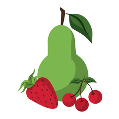 Fruits healthy food cartoon isolated
