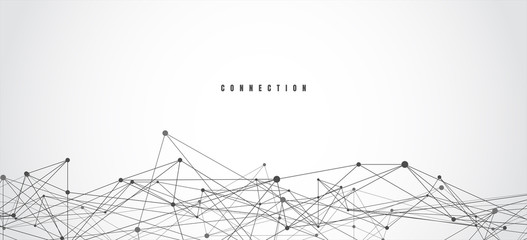 Abstract connecting dots and lines with geometric background. Modern technology connection science, Polygonal structure background. Vector illustration