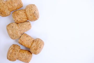 pile of wine corks isolated on white