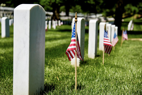 American Flags on Gravesite