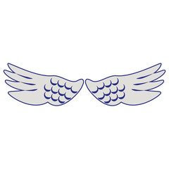 Bird wings isolated cartoon symbol blue lines