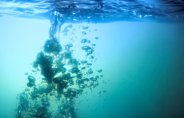 water background. air bubbles water splash.