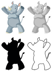 Obraz na płótnie Canvas Set of rhinoceros character