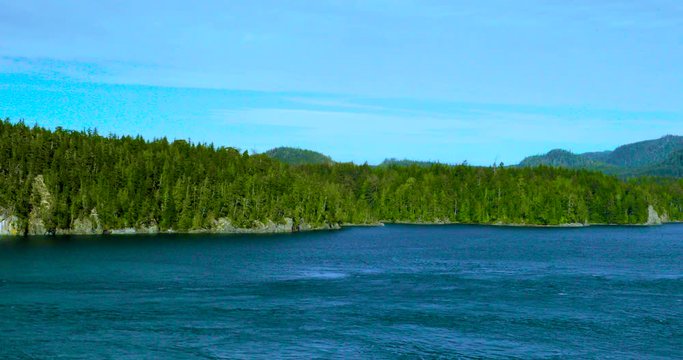 Cruise to Vancouver, in the Alaska Sea, USA, beautiful bay scenery in the afternoon sun