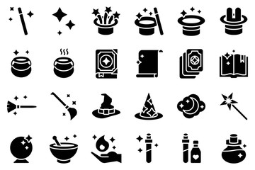 Magic related vector icon set, solid style