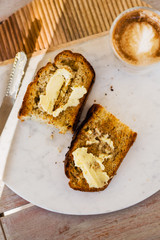 banana bread and coffee