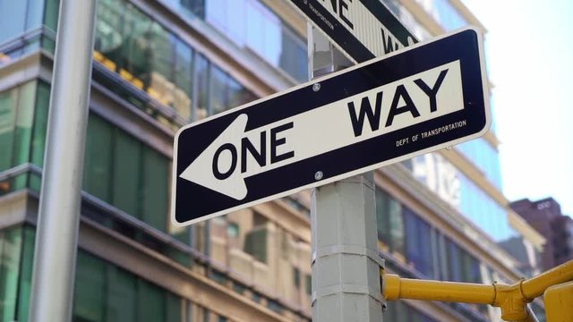 One way road sign in New York city