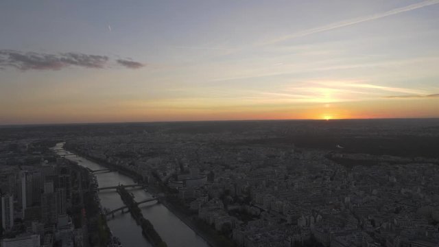 Sunset over Paris from Eiffel Tower
