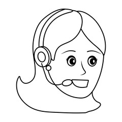 young woman face isolated cartoon