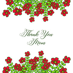 Vector illustration decorative of card thank you mom for art of red wreath frames