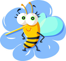 Cute Cartoon Bee Sitting on a Flower