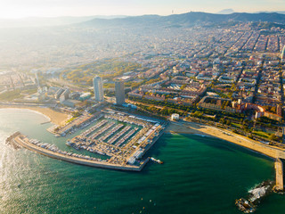 Obraz premium Aerial view of seaside area of Barcelona