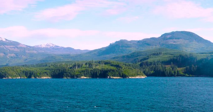 Cruise to Vancouver, in the Alaska Sea, USA, beautiful bay scenery in the afternoon sun