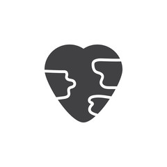 Earth love vector icon. Heart globe filled flat sign for mobile concept and web design. World Earth Day glyph icon. Symbol, logo illustration. Vector graphics
