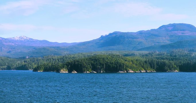 Cruise to Vancouver, in the Alaska Sea, USA, beautiful bay scenery in the afternoon sun
