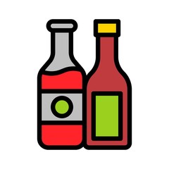 Ketchup vector, Barbecue related filled style editable stroke icon