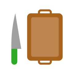 Knife and chopping board vector, Barbecue related flat style icon