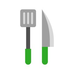 Spatula and knife vector, Barbecue related flat style icon