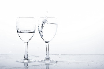 water in wine glass , Water splash