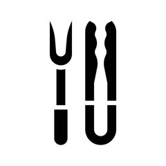 Tong and fork vector, Barbecue related solid style icon