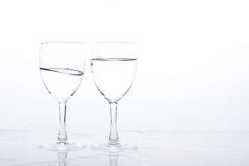 water in wine glass , Water splash