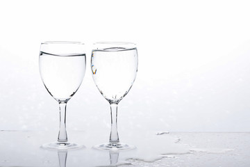 water in wine glass , Water splash