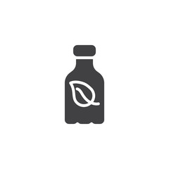 Eco bottle vector icon. filled flat sign for mobile concept and web design. Bottle with leaf glyph icon. Symbol, logo illustration. Vector graphics