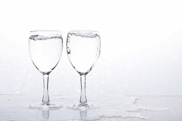 water in wine glass , Water splash